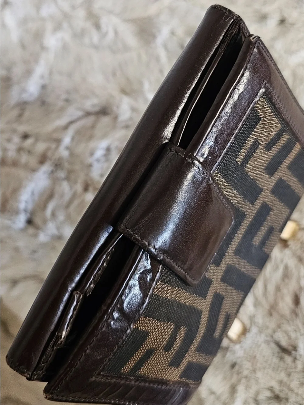 Fendi Brown and Black FF Logo Bi-Fold Wallet